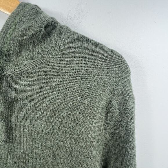 J Crew Olive Green Sweater Hoodie Size M Lambswool blend - Picture 4 of 10